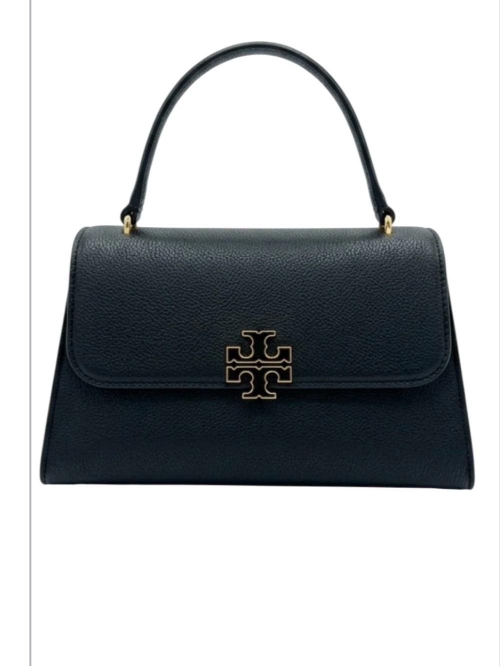 Tory Burch Britten Top Handle Black Leather Handbag